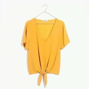 Madewell Mustard Novel Tie-Front Top Size Medium